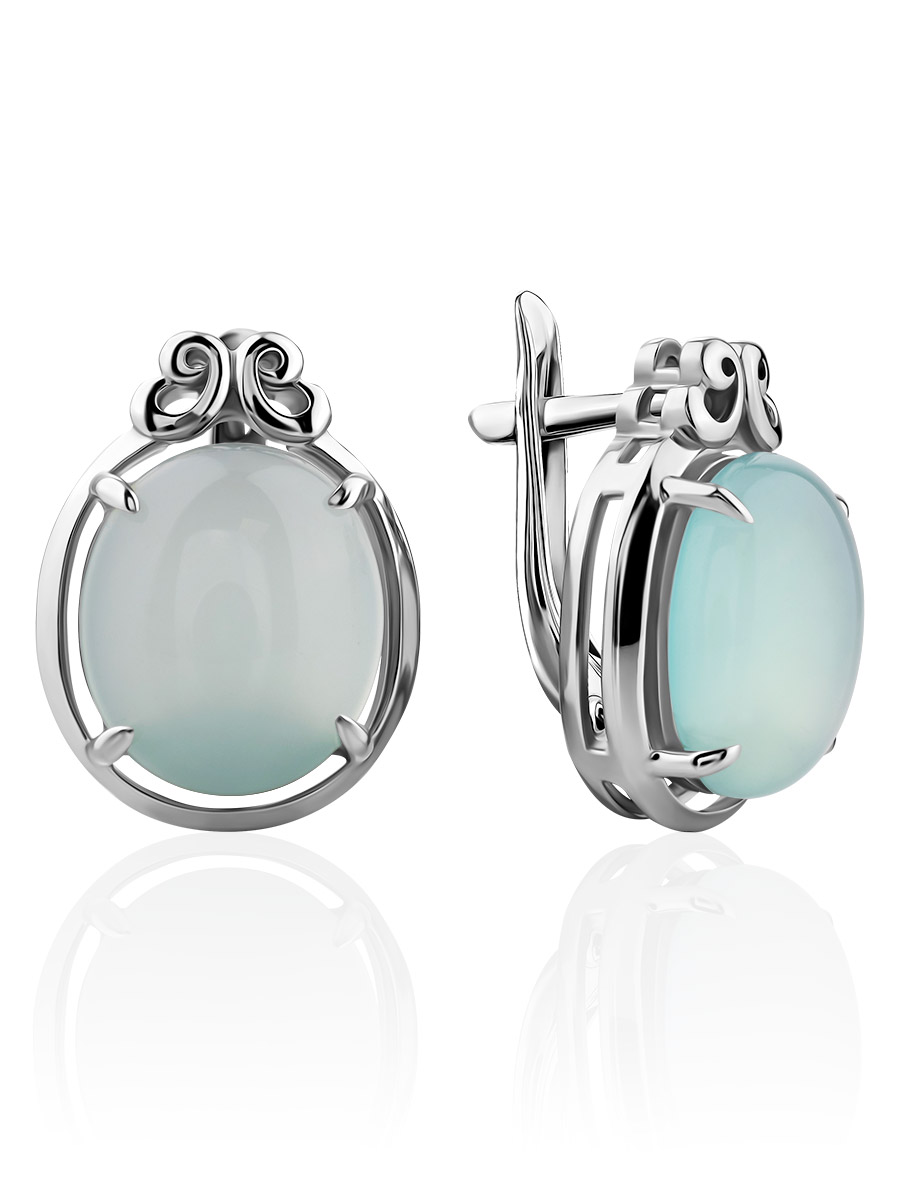 Mint Colored Chalcedony Earrings, image 