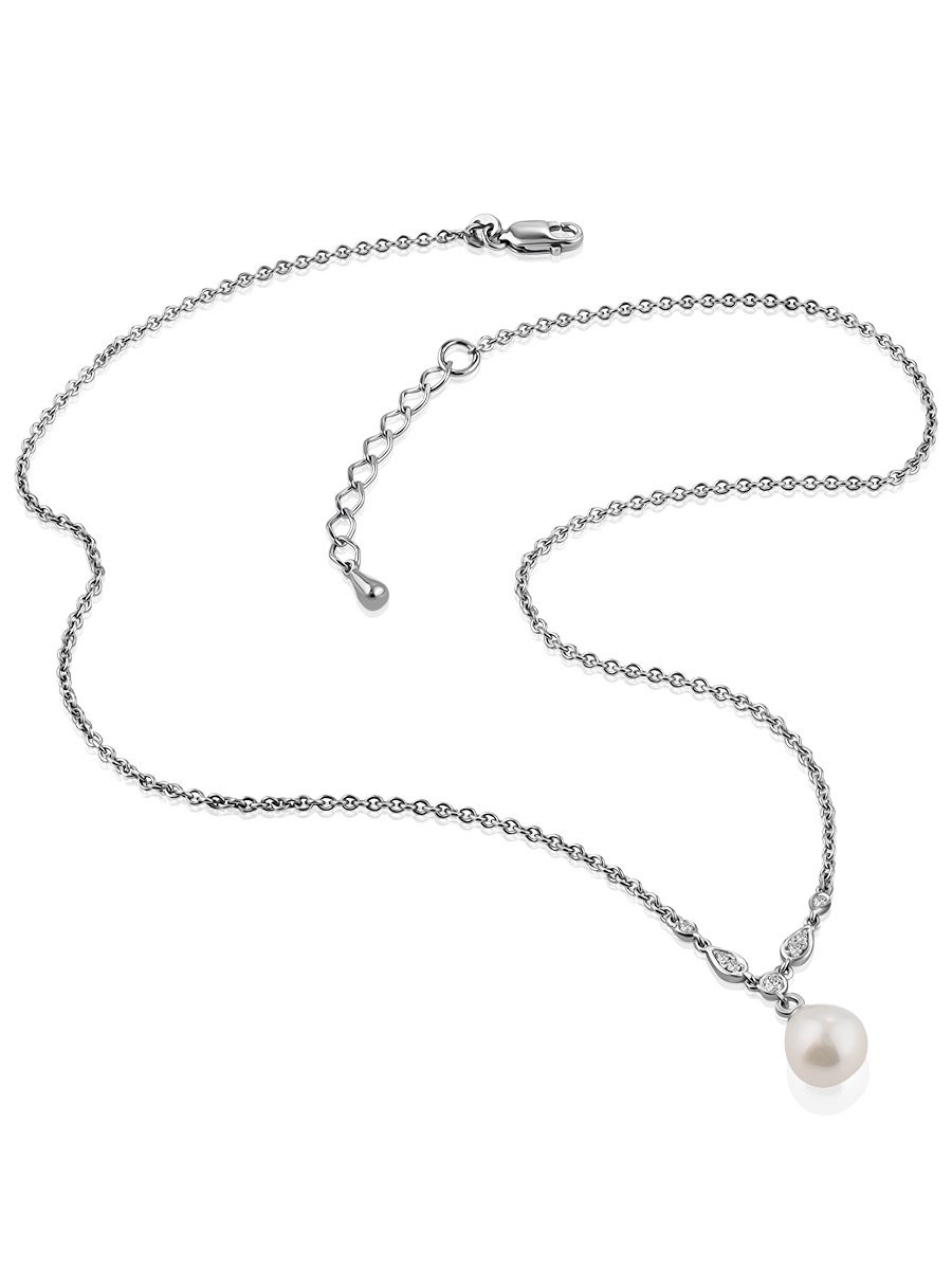 Classy Pearl Necklace With Crystals, image , picture 4