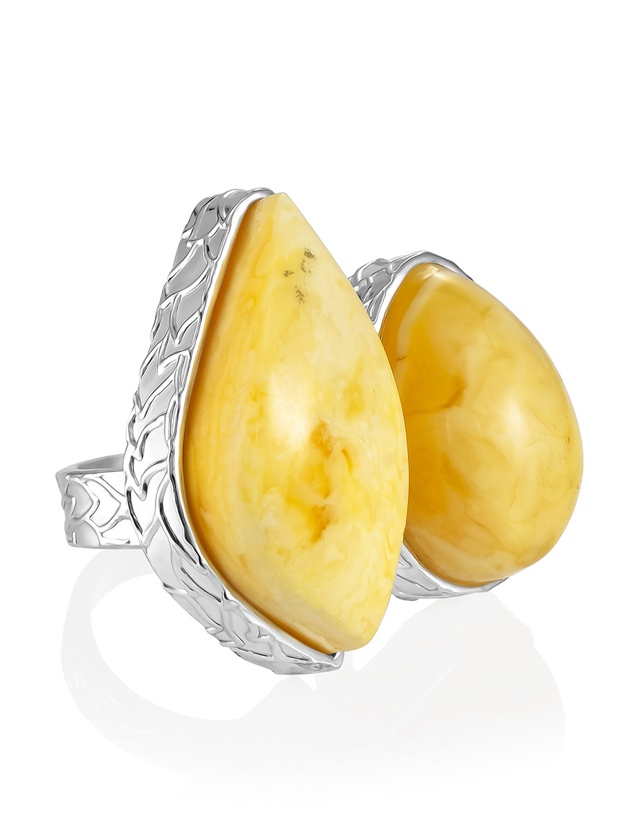 Nature-Inspired Amber Ring The Bella Terra, Ring Size: Adjustable, image 
