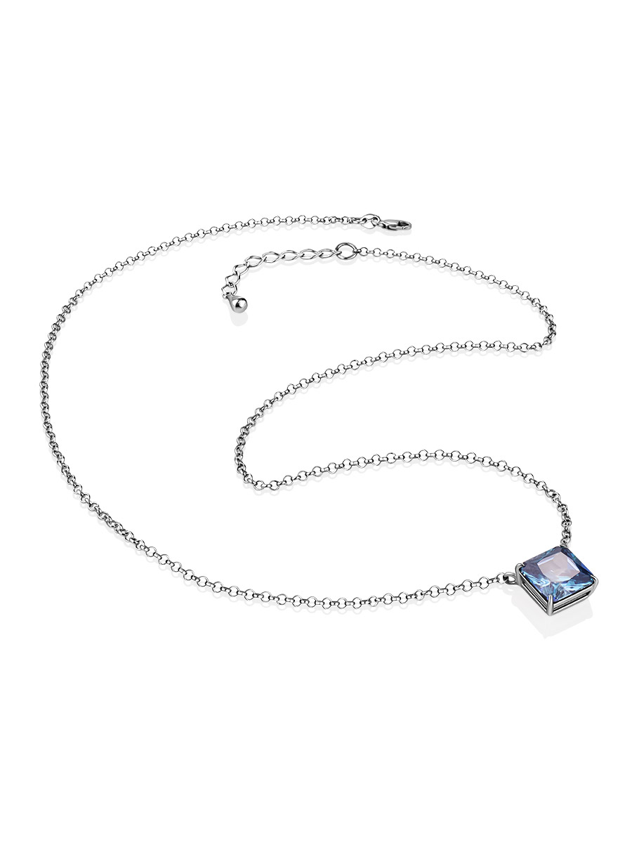 Glistening Blue Crystal Pendant Necklace, image , picture 4