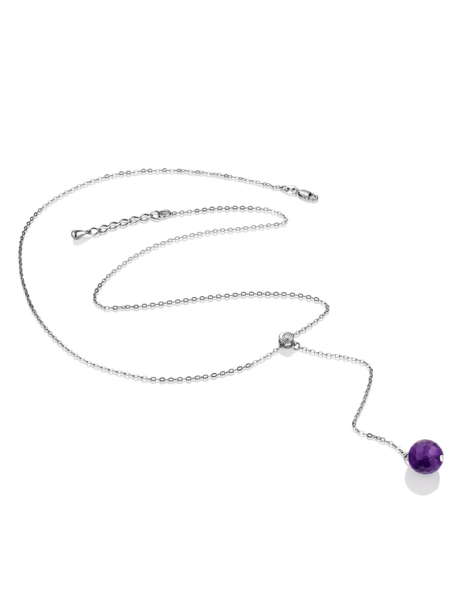 Chic Lariat Necklace With Deep Purple Amethyst, Length: 50, image , picture 4