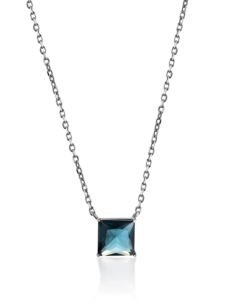 Blue Crystal Pendant Necklace, image 