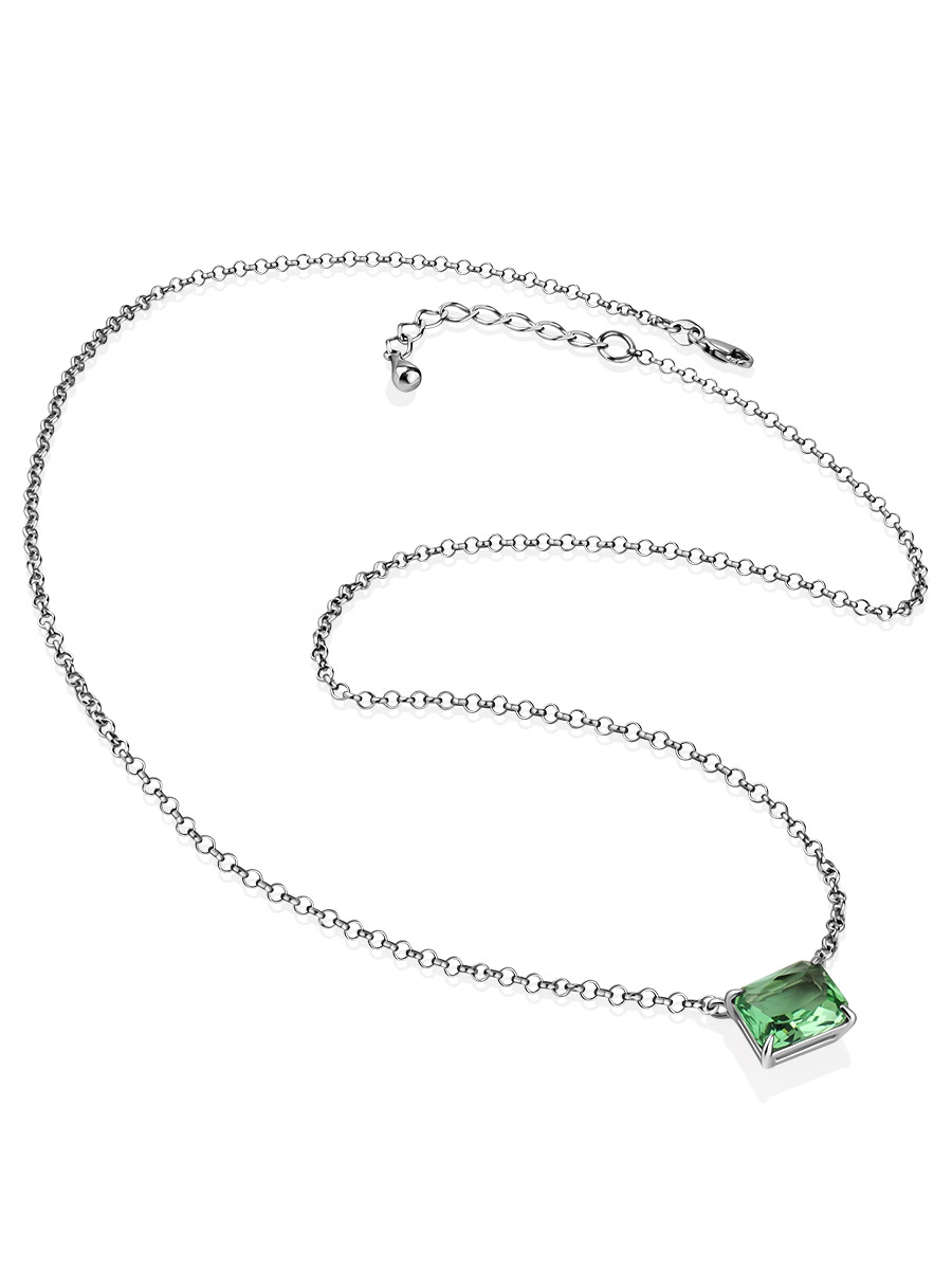 Trendy Chain Necklace With Bright Green Crystal, image , picture 5