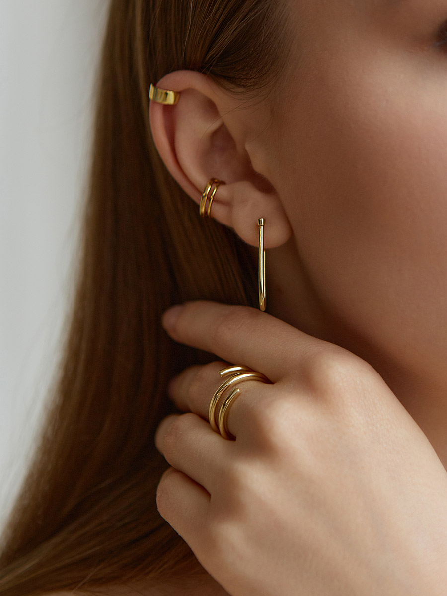 Double Line Gilded Silver Ear Cuff The ICONIC