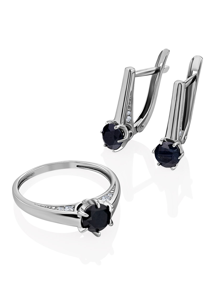 Refined Black Corundum Earrings, image , picture 3