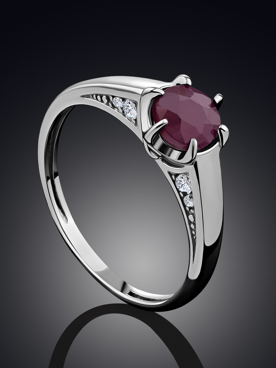 Purple Corundum Ring With Crystals, Ring Size: 6.5 / 17, image , picture 2