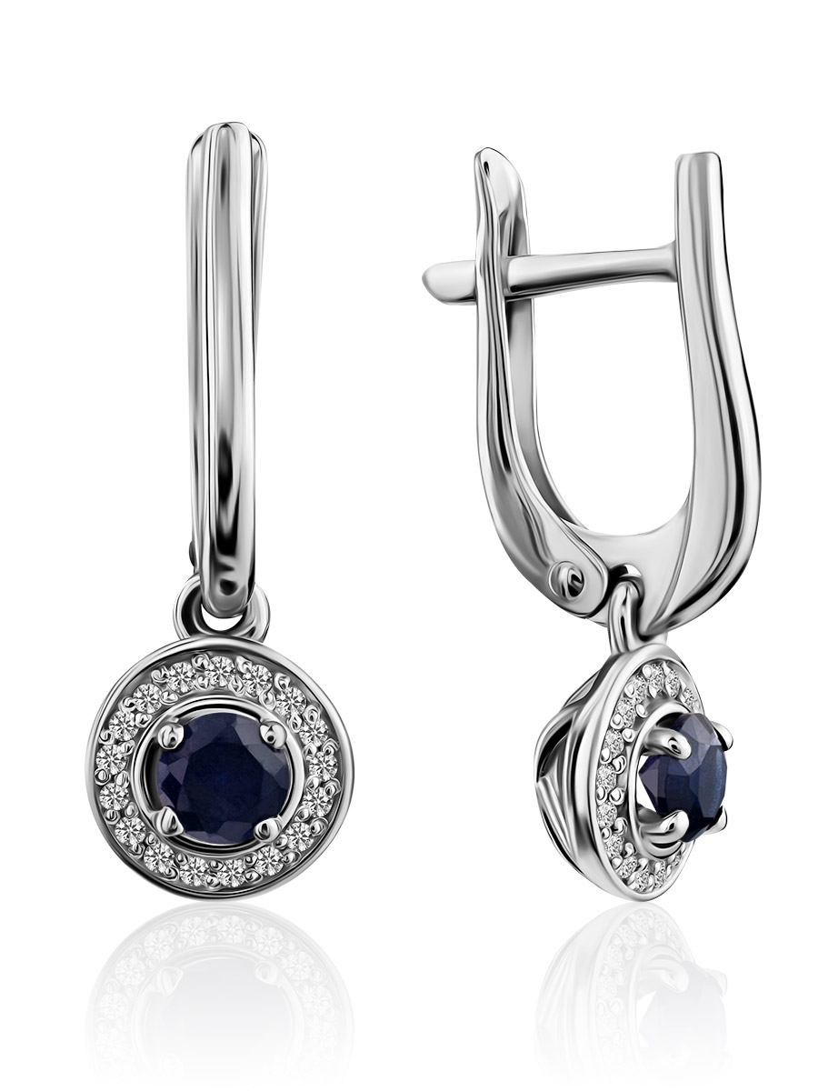 Chic Blue Stone Dangle Earrings, image 