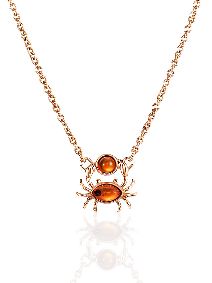 Cute Amber Crab Necklace, image 
