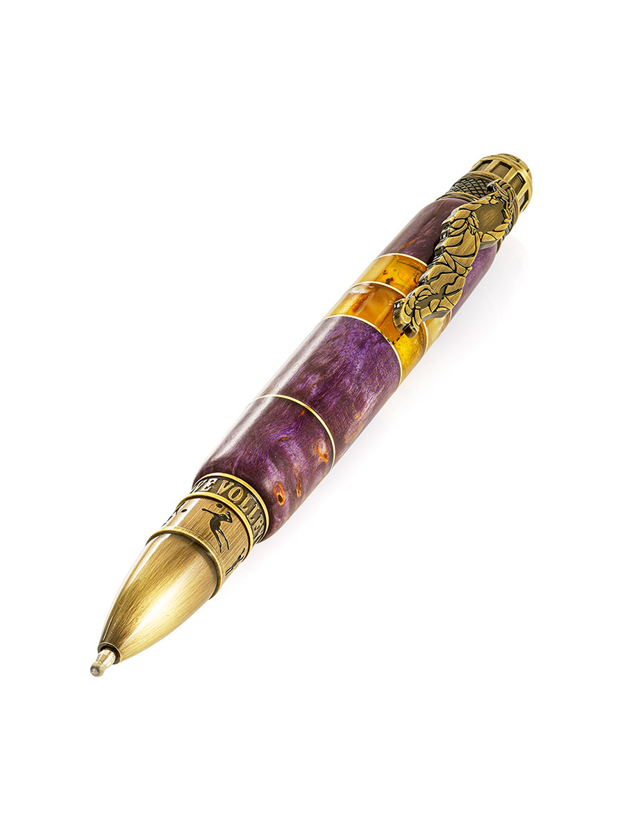 Designer Amber Wooden Ball Pen, image 