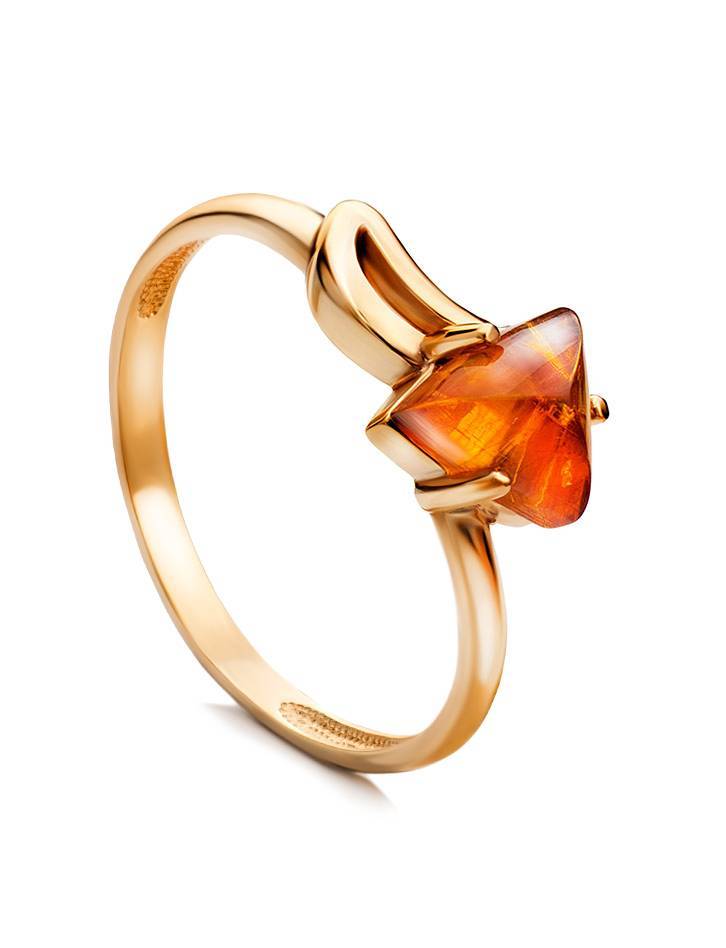 Triangle Cut Amber Ring In Gold The Horizon, Ring Size: 3 / 14, image 