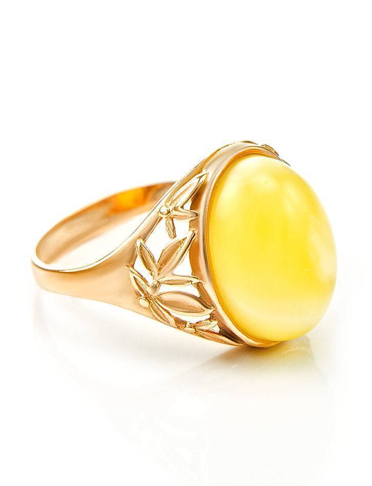 Amber Ring In Gold Plated Silver The Carmen, Ring Size: 6.5 / 17, image 