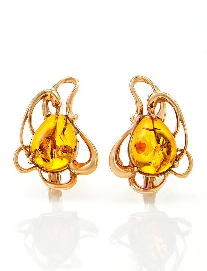 Floral Amber Earrings In Gold-Plated Silver The Daisy, image 