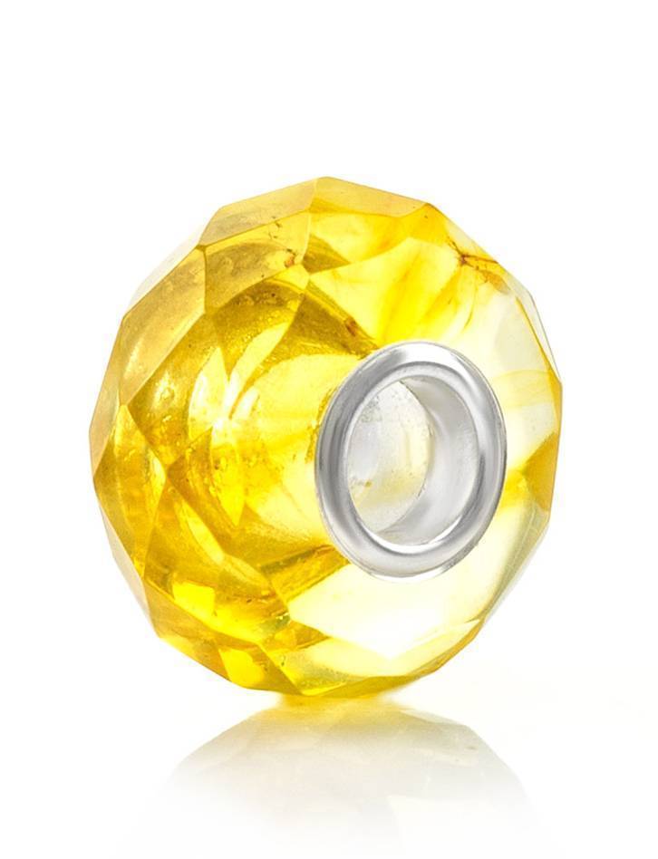 Faceted Lemon Amber Ball Charm, image 
