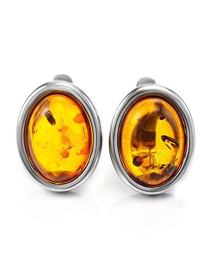Sterling Silver Earrings With Cognac Amber The Goji, image 
