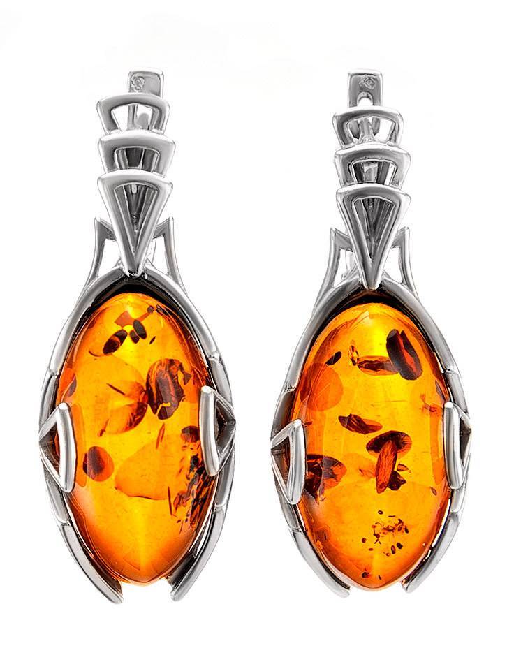 Cognac Amber Earrings In Sterling Silver The Rendezvous, image 