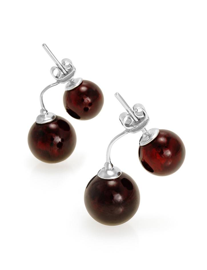 Cherry Amber Stud Earrings In Sterling Silver The Paris, image , picture 3