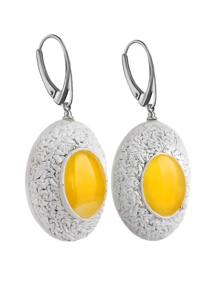 Amber Earrings In White Leather And Silver The Nefertiti, image , picture 3