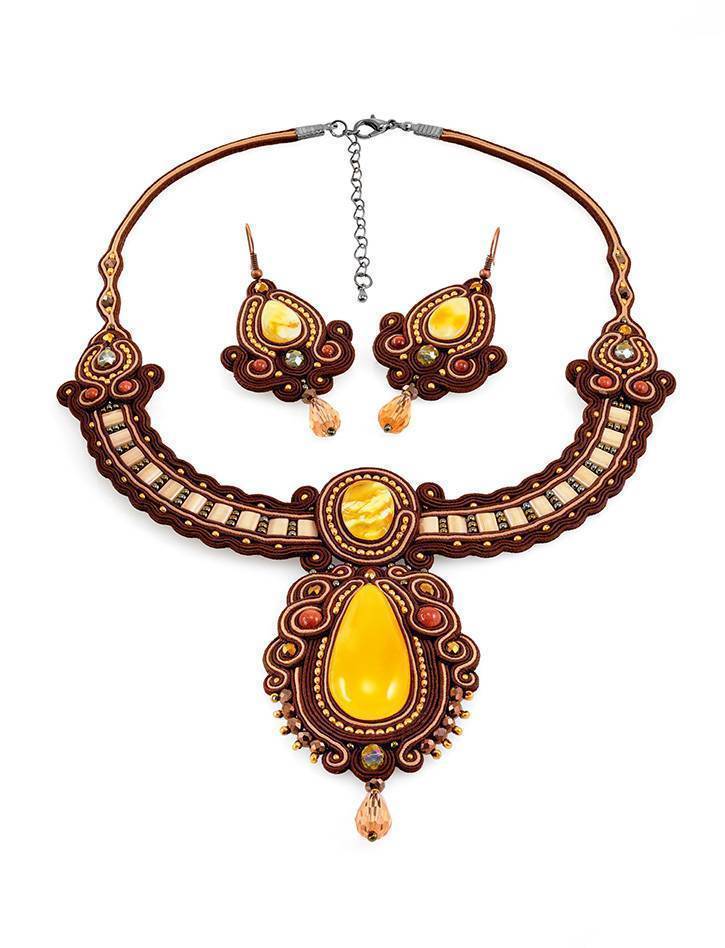 Ornate Braided Necklace With Amber And Glass Beads The india, image , picture 6