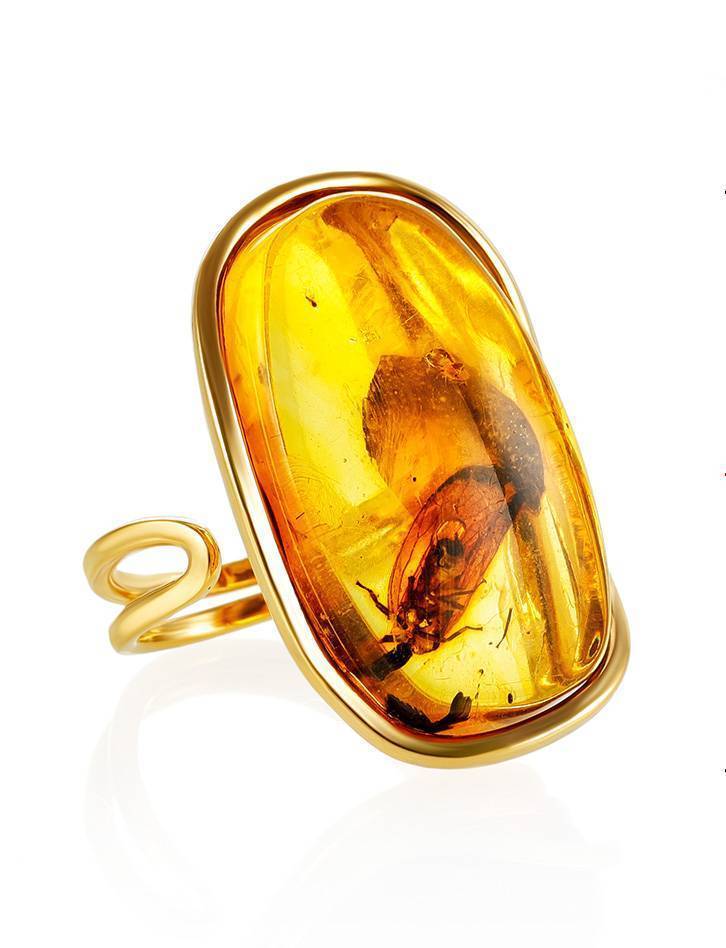 Amber With Inclusion Cocktail Ring The Clio, Ring Size: Adjustable, image 