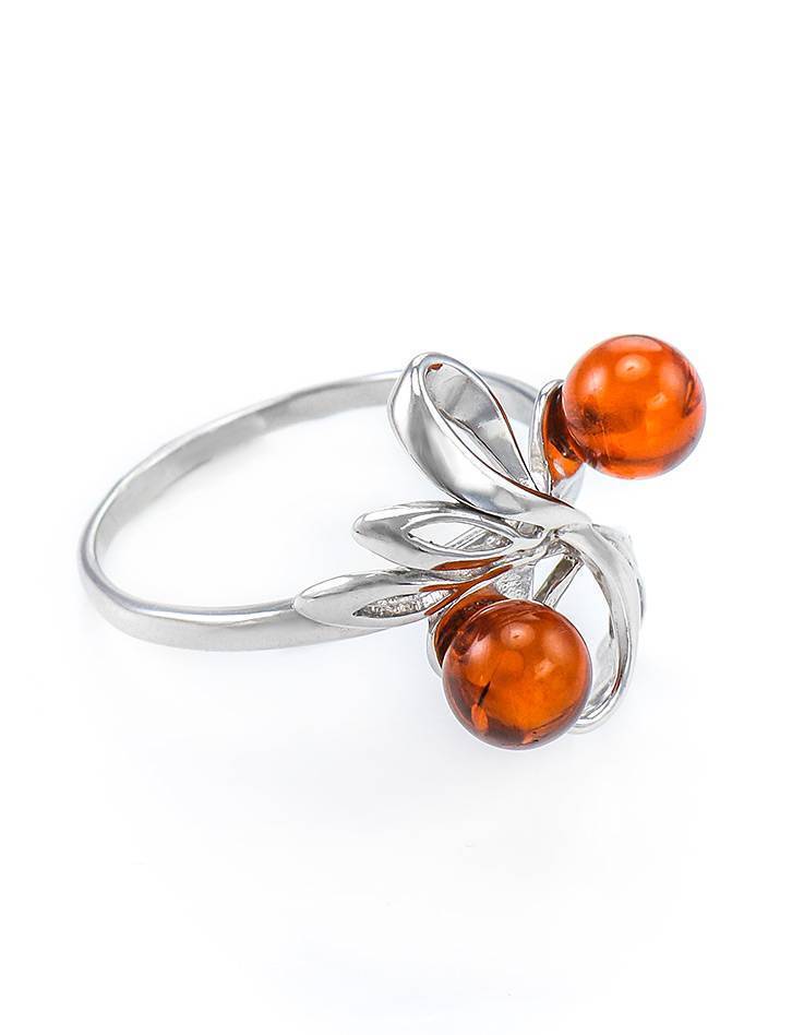 Красивое кольцо из серебра с янтарём «Галатея» 16, Ring Size: 13 / 22, image 