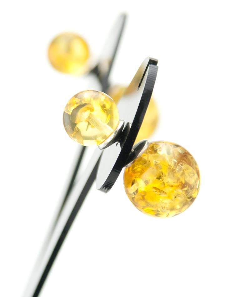Lemon Amber Stud Earrings In Sterling Silver The Paris, image , picture 3
