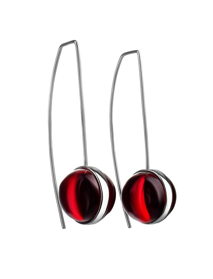 Silver Threader Earrings With Red Amber The Sorbonne, image 