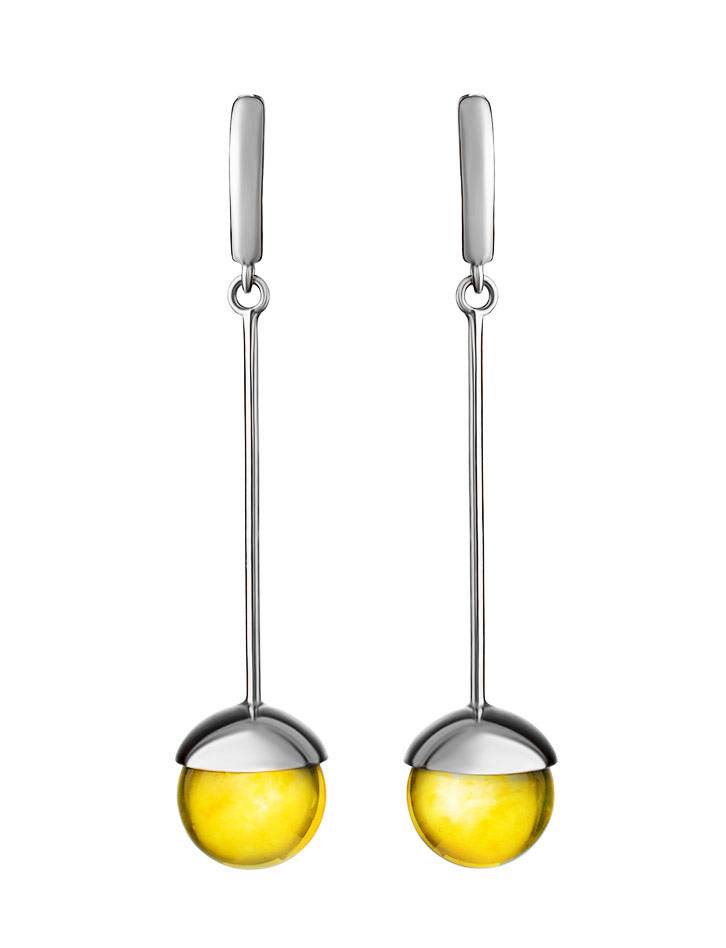 Silver Dangle Earrings With Lemon Amber The Paris, image 