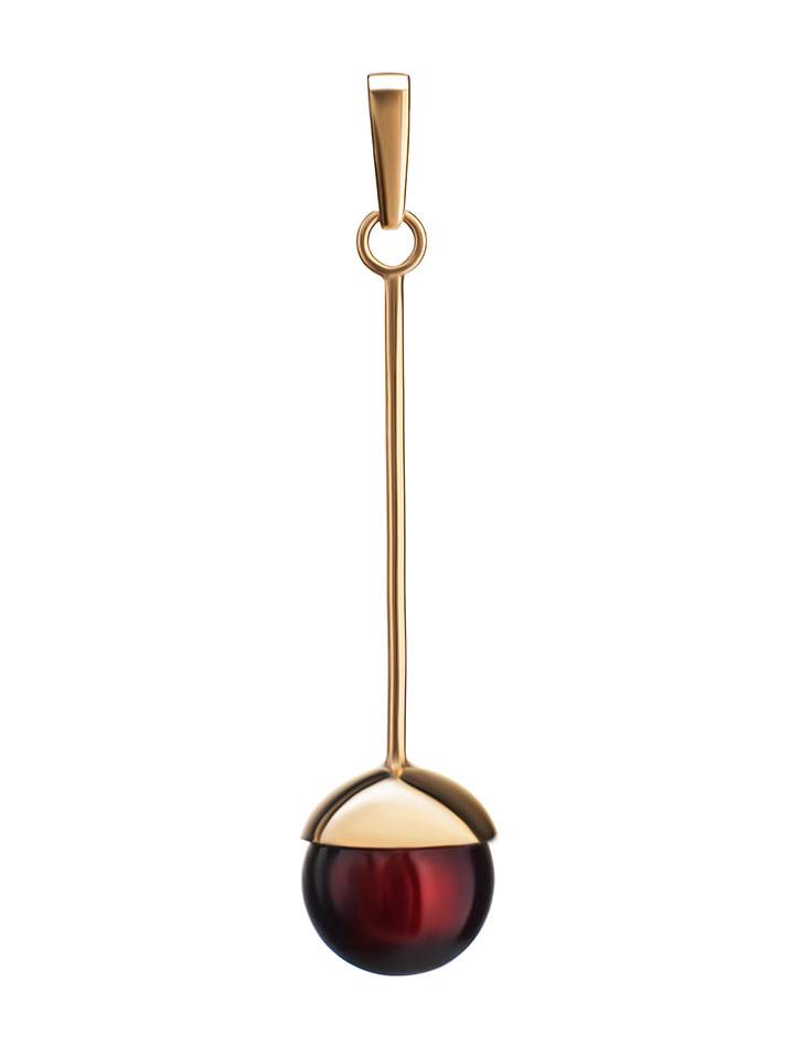Stylish Gold-Plated Pendant With Cherry Amber The Paris, image 
