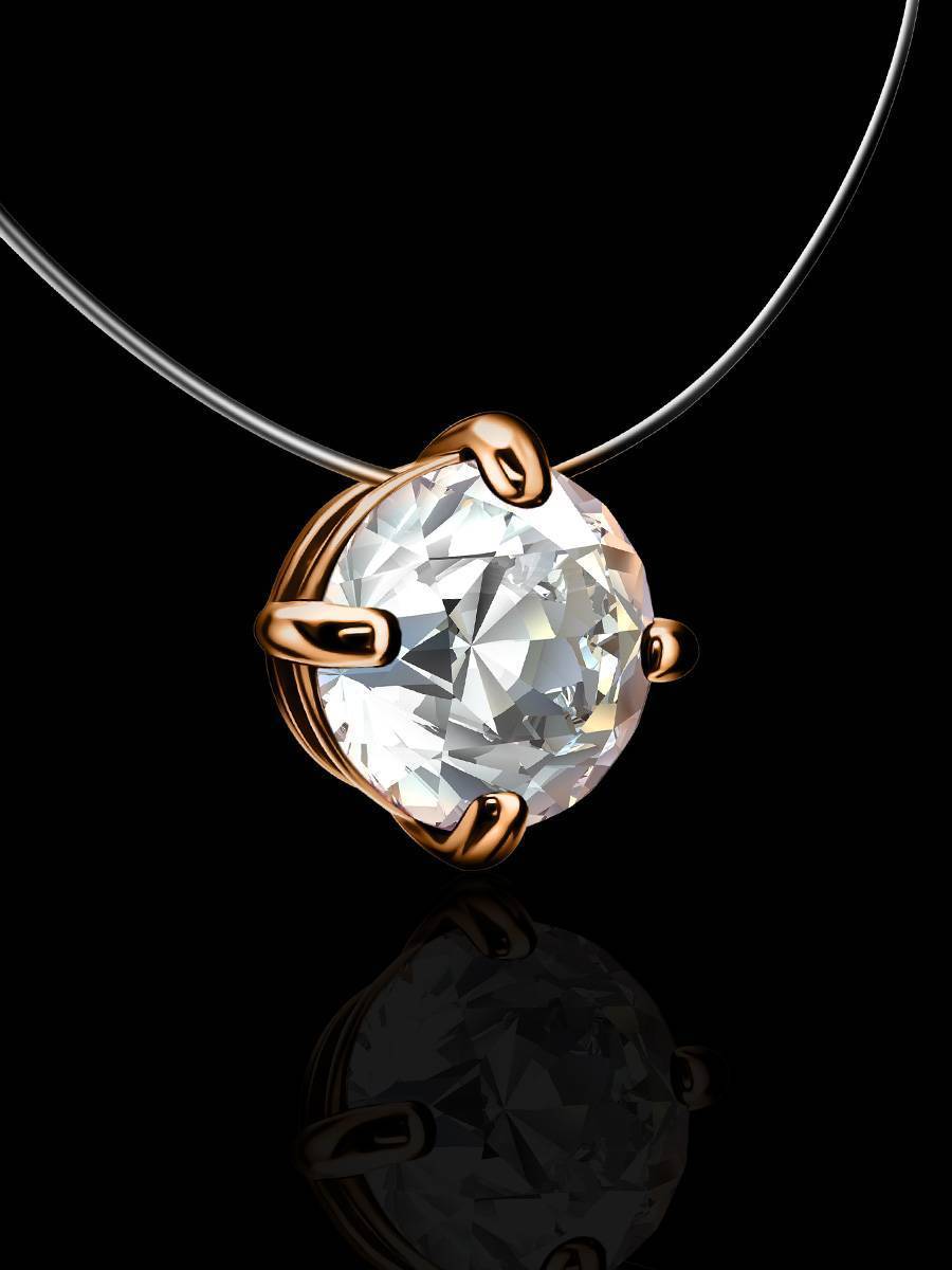 Invisible Necklace With White Crystal Pendant The Aurora