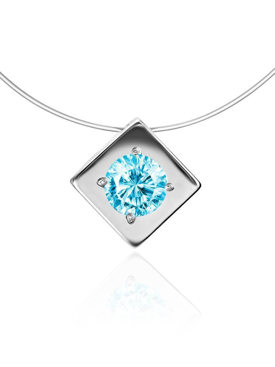 Stylish Fishing Line Necklace With Light Blue Crystal The Aurora