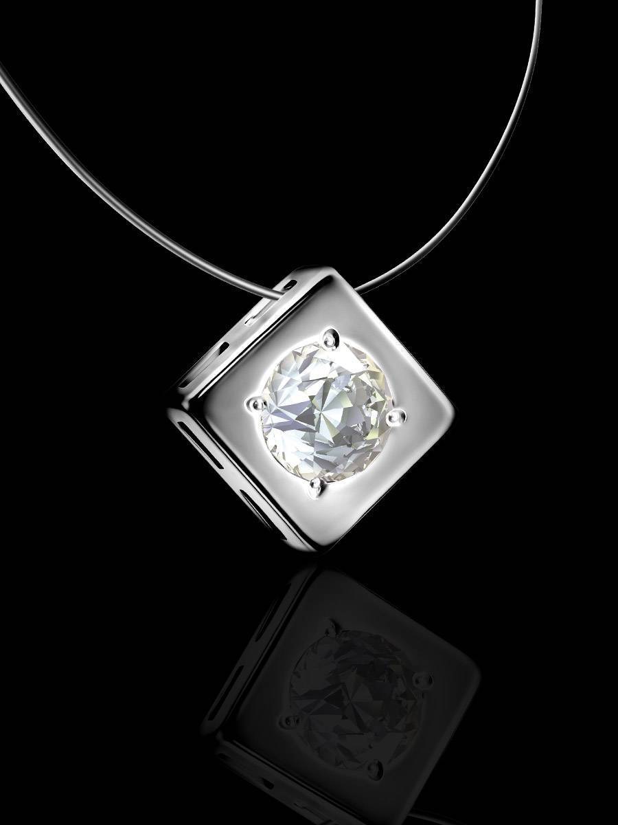 Fishing Line Necklace With White Crystal Pendant The Aurora