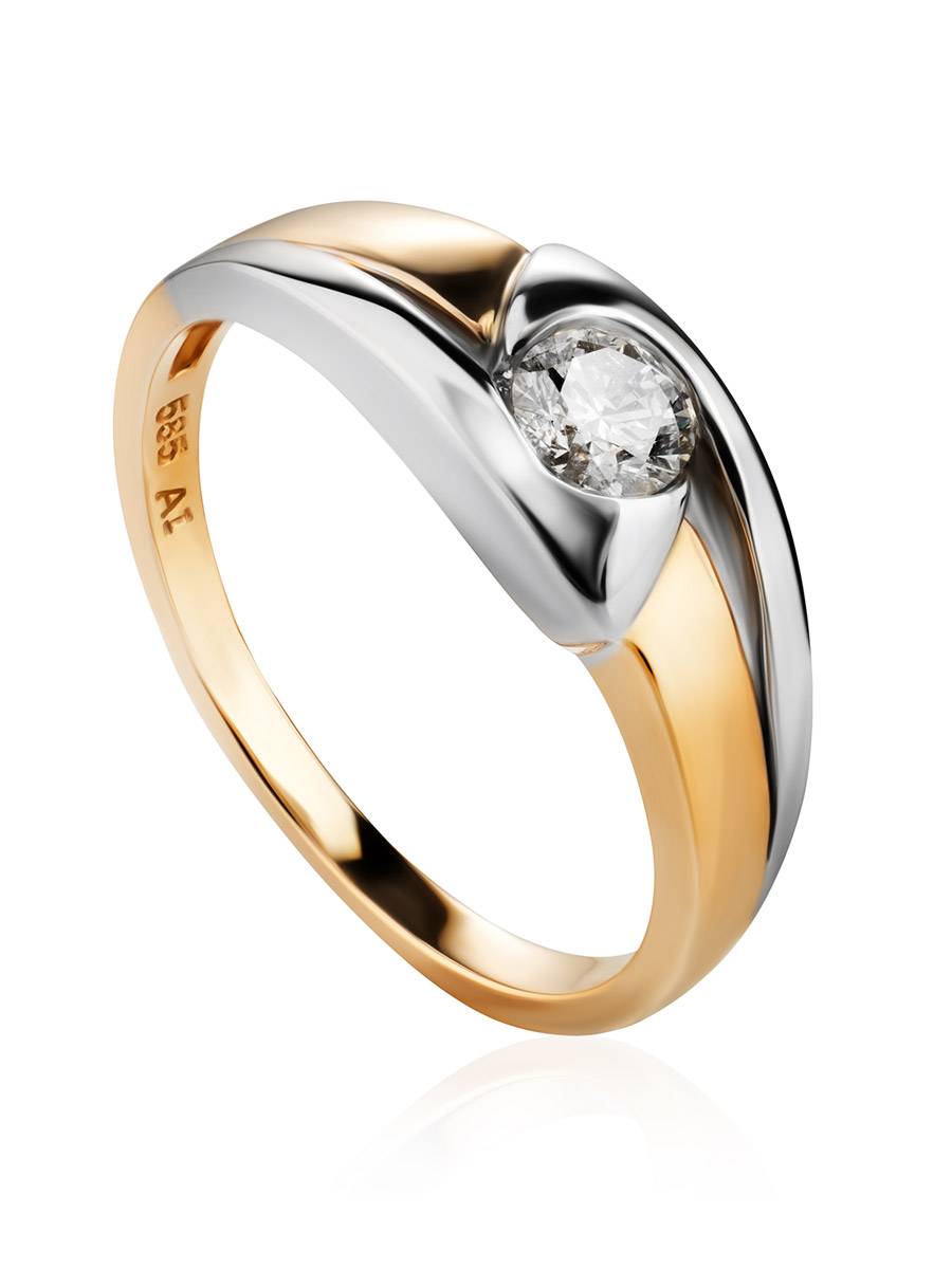 Golden Ring With Diamond Solitaire