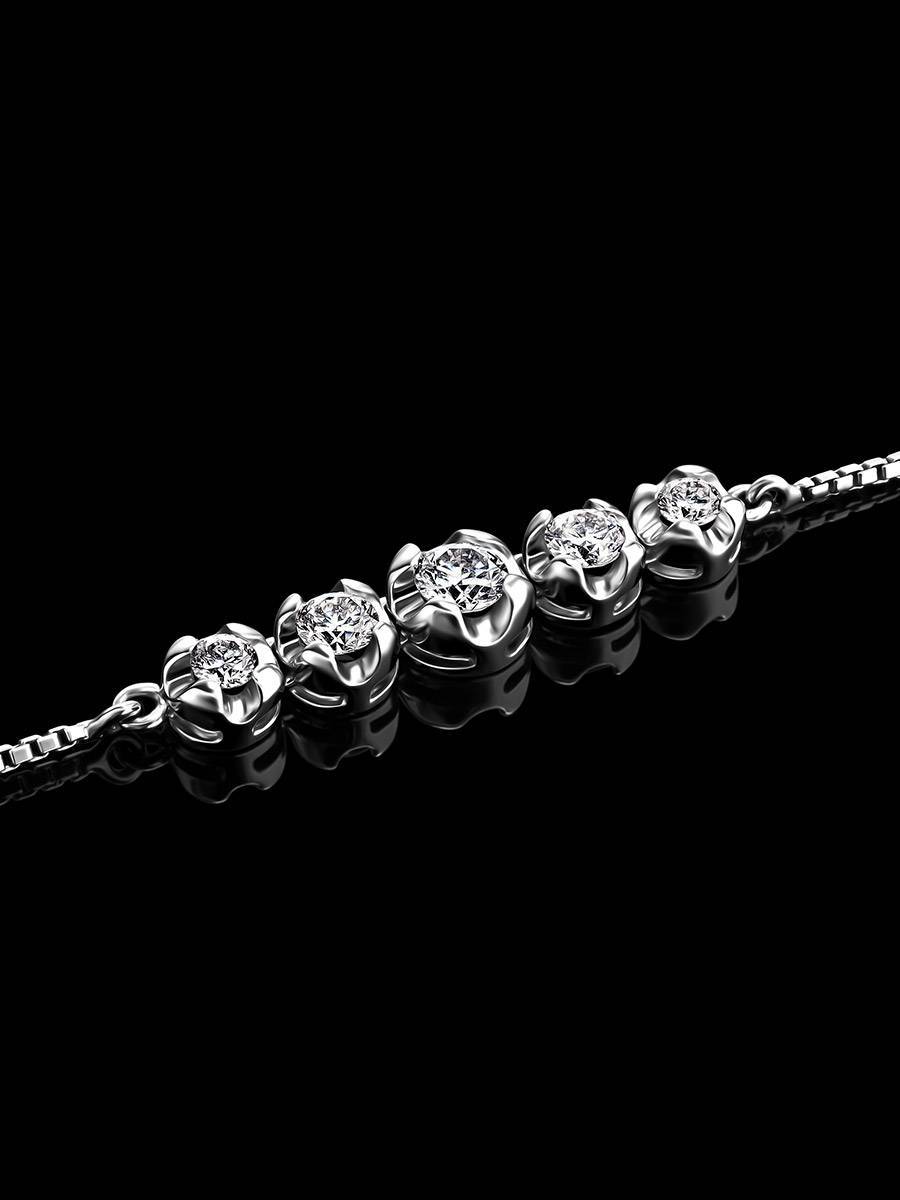 White Gold Chain Necklace With White Diamonds, image , picture 2
