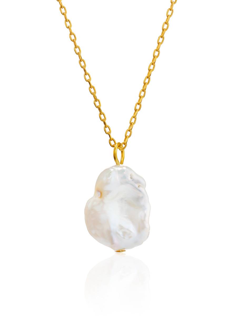 18ct Gold on Sterling Silver ​Pearl Pendant Necklace The Palazzo, image 