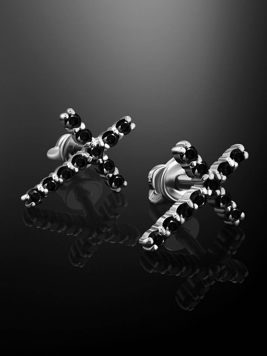 Bold Black Crystal Cross Studs The Aurora				, image , picture 2