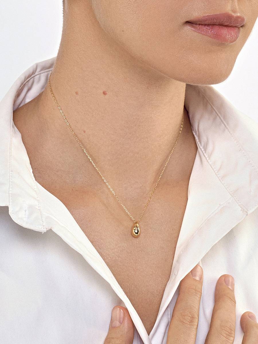 Gold Necklace with Square Malachite Pendant – Nialaya
