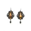 Ornate Textile Drop Earrings With Amber And Glass Beads The India, image 