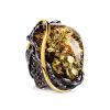 Adjustable Green Amber Cocktail Ring In Gold-Plated Silver The Sirena, Ring Size: Adjustable, image 