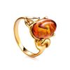 Cognac Amber Ring In Gold-Plated Silver The Prussia, Ring Size: 11.5 / 21, image 
