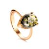 Green Amber Ring In Gold-Plated Silver The Twinkle, Ring Size: 11.5 / 21, image 