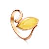Classy Gold-Plated Ring With Honey Amber The Adagio, Ring Size: 11.5 / 21, image 