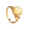 Butterscotch Amber Ring In Gold-Plated Silver The Prussia, Ring Size: 10 / 20, image 