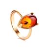 Cognac Amber Ring In Gold-Plated Silver The Twinkle, Ring Size: 11.5 / 21, image 