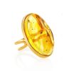 Adjustable Amber Ring In Gold-Plated Silver With Inclusions The Clio, Ring Size: Adjustable, image 
