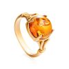 Classy Cognac Amber Ring In Gold-Plated Silver The Shanghai, Ring Size: 11.5 / 21, image 