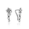 Silver Floral Climber Earrings With Crystals, image 