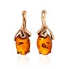 Refined Golden Earrings With Amber The Crocus, image 