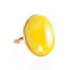 Golden Ring With Luminous Baltic Amber, Ring Size: 8 / 18, image 