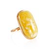 Amazing Golden Ring With Honey Amber, Ring Size: 7 / 17.5, image 