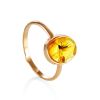 Chic Amber Gold Ring With Insect Inclusion The Clio, Ring Size: 6.5 / 17, image 